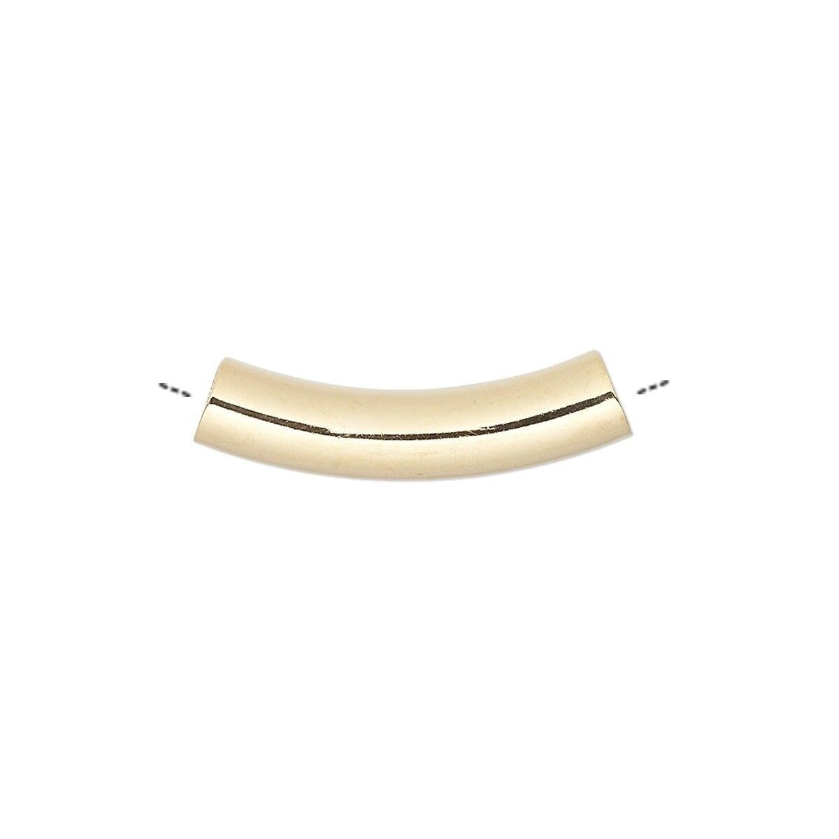 Gold Plated Brass Curved Tube Beads 23x5mm, 10 pcs