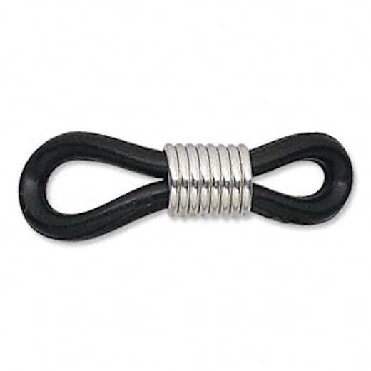 Black Rubber Eyeglass Holders with Adjustable Silver Coil