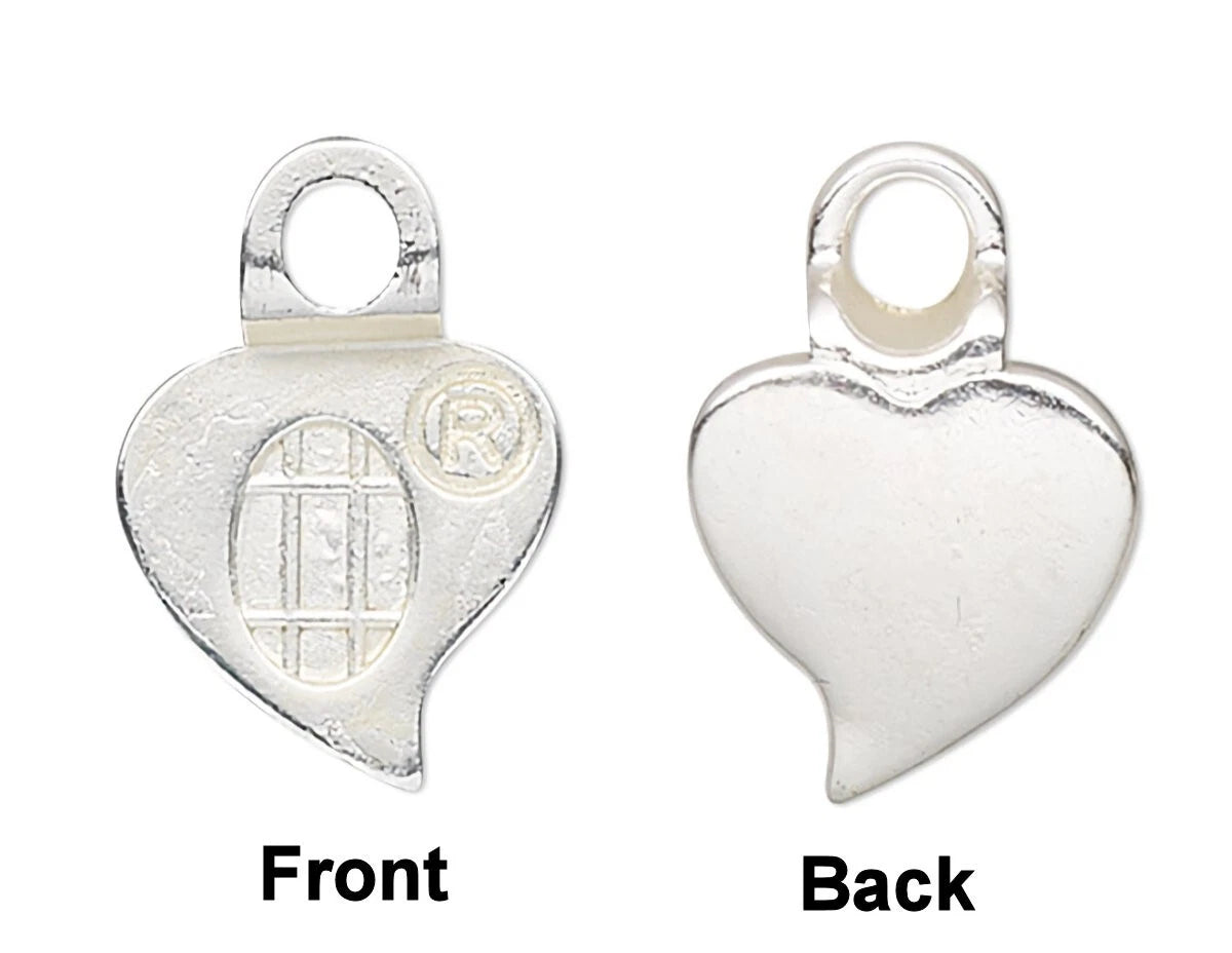 Aanraku Silver Plated Glue-On Heart Earring Bail, 9x13mm, 4 pcs