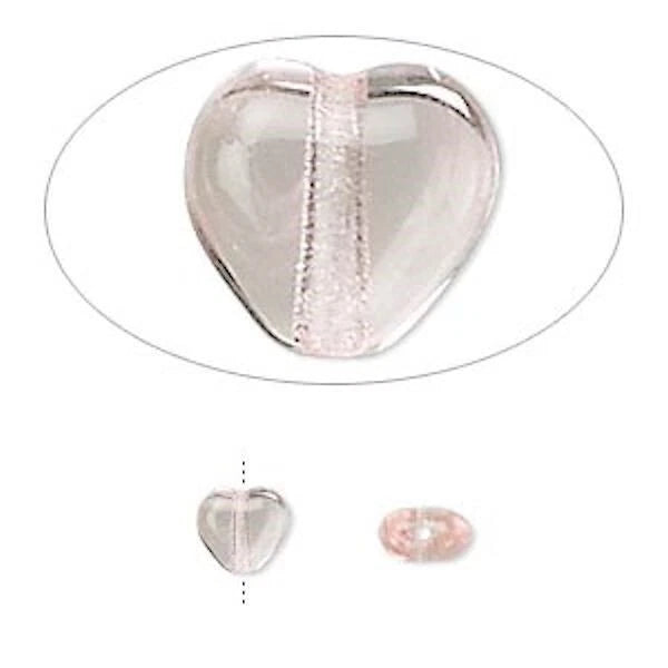 Czech Transparent Light Rose Pressed Glass Heart Beads, 6mm, 1 Strand (approx. 67)