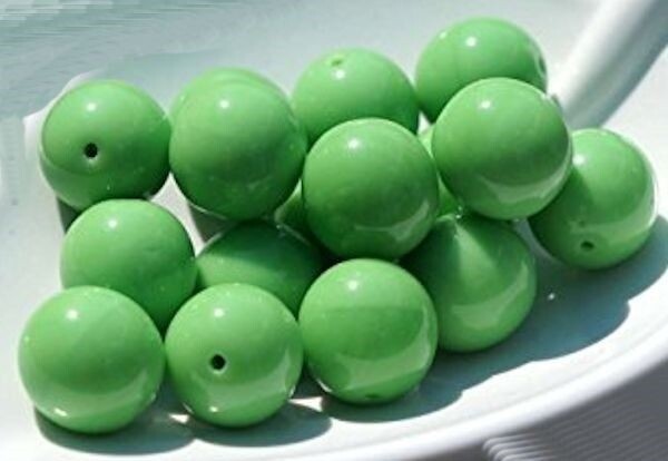Czech Pressed Glass Opaque Primary Green Round Beads, 8mm, 50 pcs