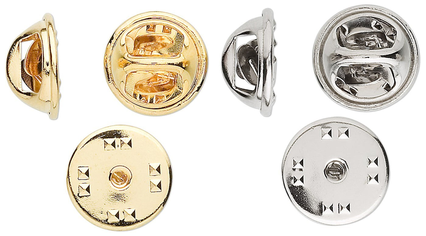 Brass 11.5x6.5mm Squeeze Tie Tac Clutches, Gold or Silver Plated