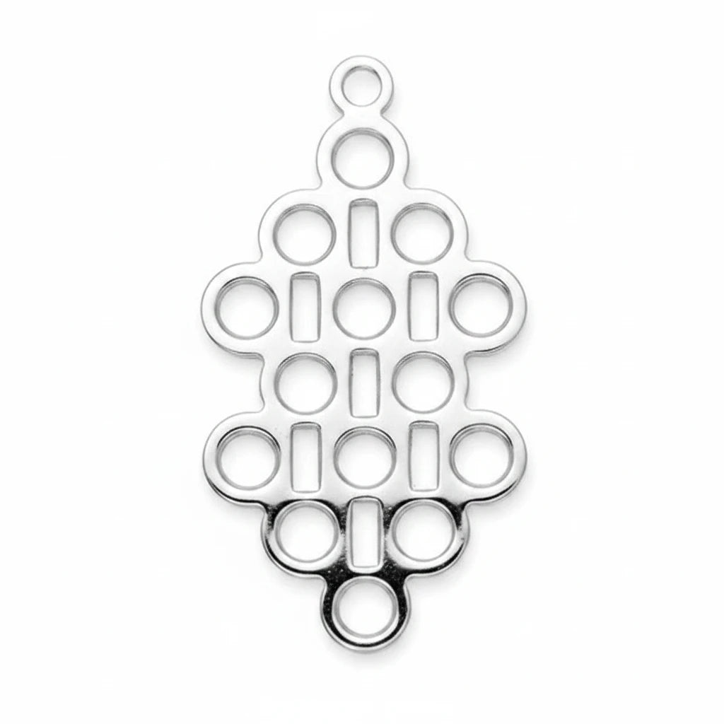 Silver Plated Steel 5-to-1 Chandelier Base Connectors, 9x16mm, 15 Holes, 12 pcs