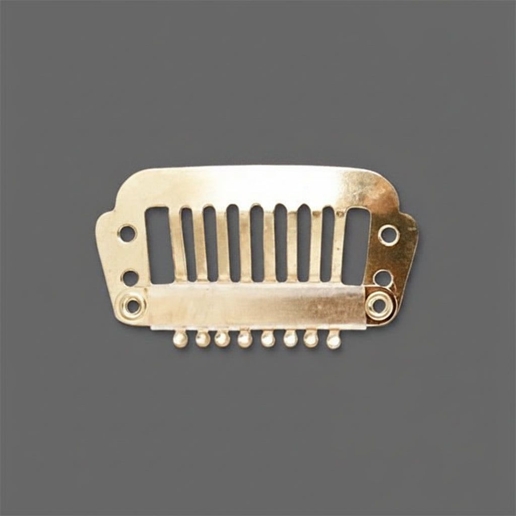 Gold Plated Stainless Steel Hair Combs with 6 Pre-Drilled Holes, 28x16mm, 12 pcs