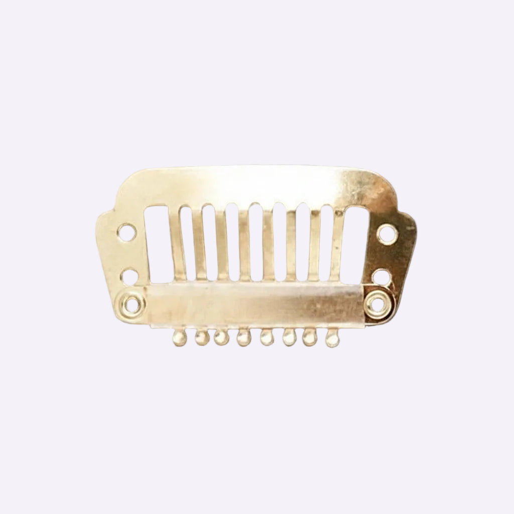 Gold Plated Stainless Steel Hair Combs with 6 Pre-Drilled Holes, 28x16mm, 12 pcs