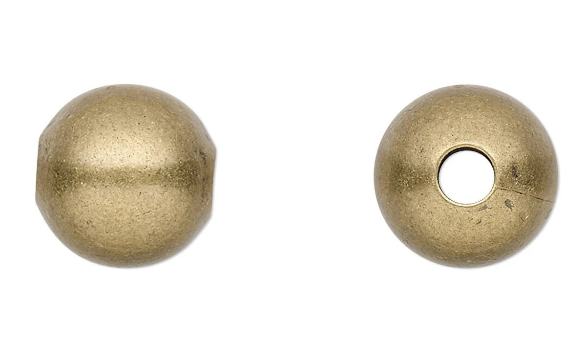 Antiqued Gold Plated Brass Smooth Round Beads, 10mm
