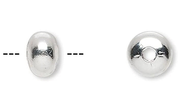 Silver Plated Brass Smooth Saucer Spacer Beads, 4.5x3mm, 100 pcs