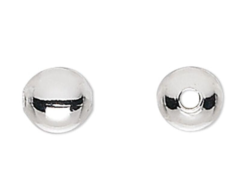 Silver Plated Brass 4mm Round Smooth Spacer Beads 0.8mm Hole (1000 pc)