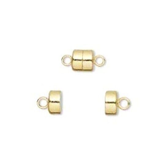Gold Plated Brass Barrel Magnetic Clasps 8x6x5mm, 10 sets