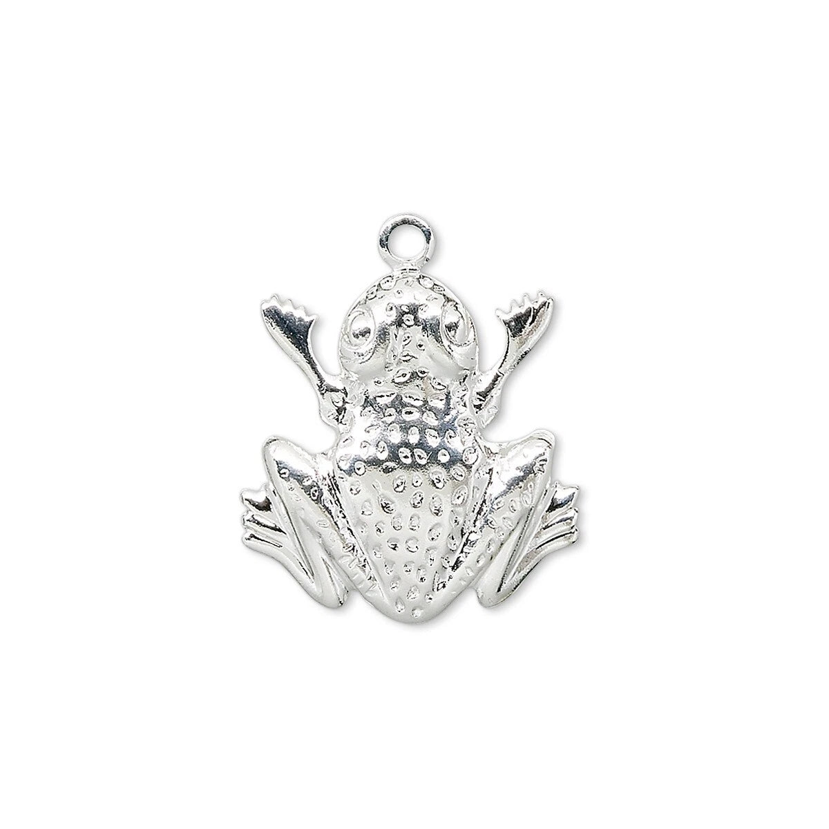 Silver Plated Brass Frog Charms, 17x18mm - 10 pcs