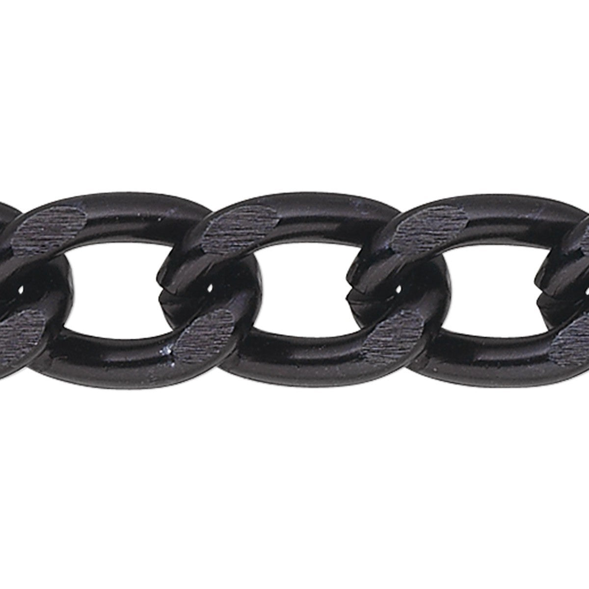 Anodized Aluminum Cable Chain, Black, 11x7mm Links, 25 ft Spool