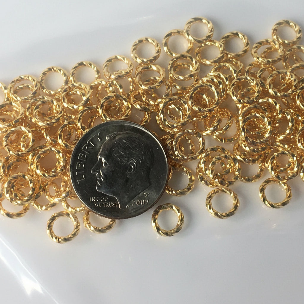 Beadsmith Gold Plated Brass Twisted Round Jump Rings, 6mm, 16 Gauge, 144 pcs