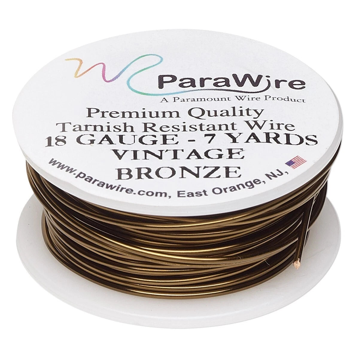 ParaWire Vintage Bronze Round Wrapping Wire, 18 Gauge (1.02mm), 7 yd