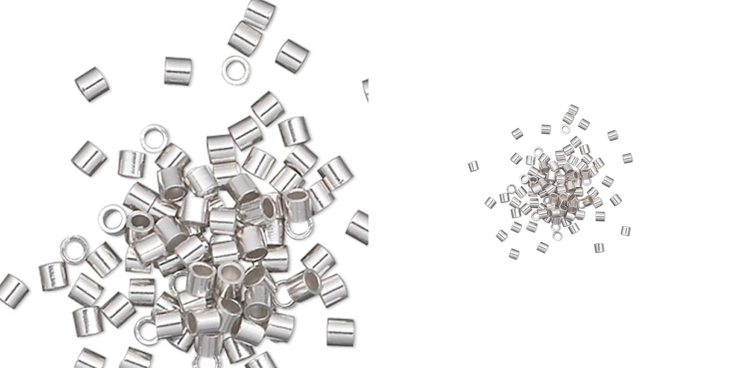 Sterling Silver Micro Cut Tube Crimp Beads, 1.1x1mm, 100 pcs