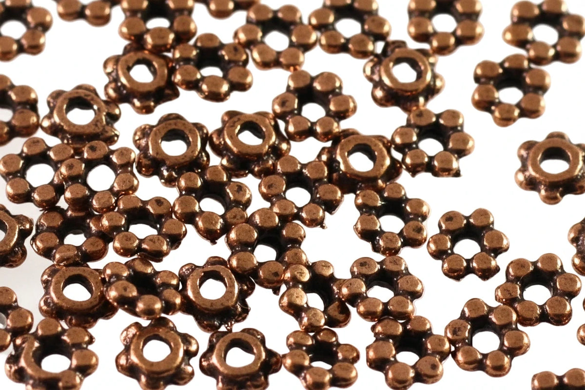 Antiqued Copper Plated Pewter Rondelle Beads, 4.5x1.5mm, 1/4 oz (approx. 60–70 pcs)