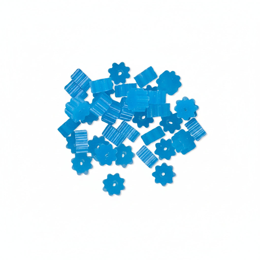 Blue Ribbed Bead Huggers 3x1.7mm — 100 pcs