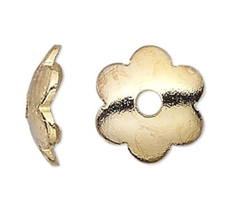 Gold Plated Steel Smooth Flower Bead Caps, 6x2mm, approx. 300 pcs