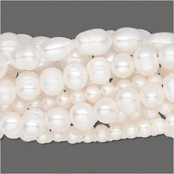 White Lotus Cultured Freshwater Pearl Beads, Mixed Shapes 4-10mm, 10 Strands