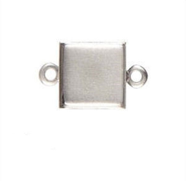 Nunn Design Silver Plated Brass Square Patera Link Connectors, 15mm, 5 pcs