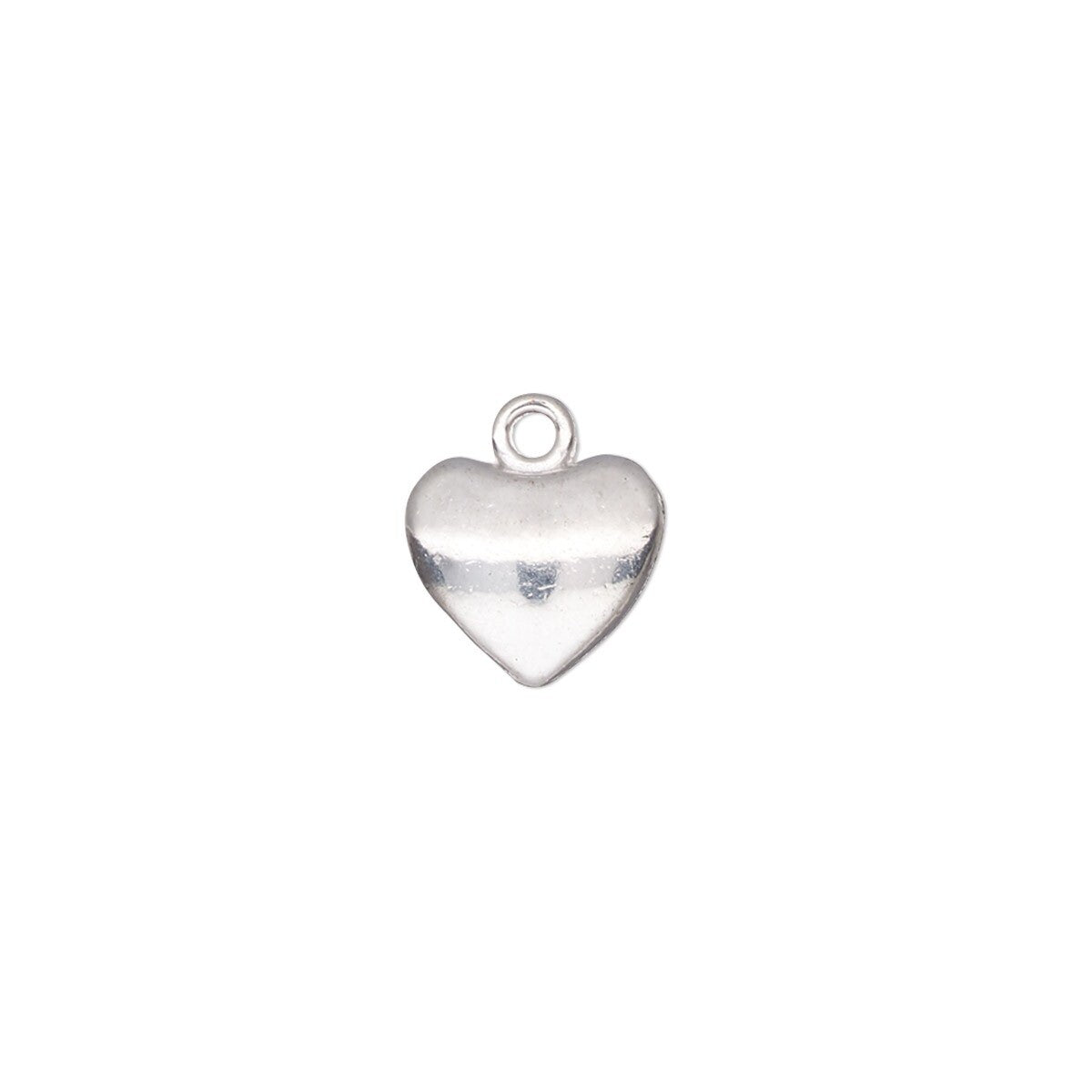 Silver Plated Pewter Puffed Heart Drop Charms 10.5x9mm (6 pc)