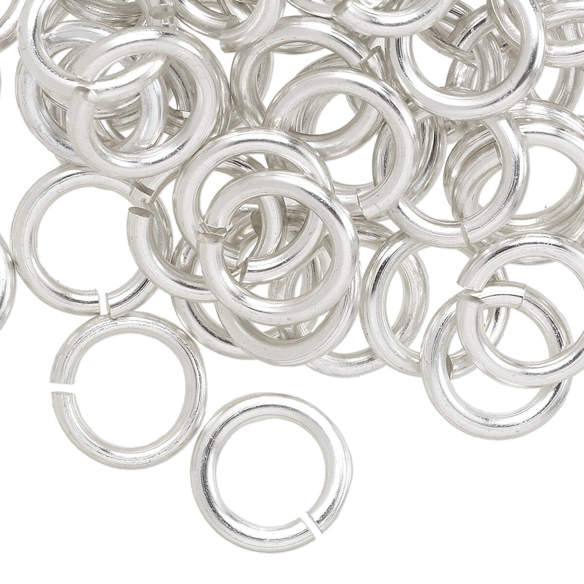 Silver Anodized Aluminum Round Jump Rings 12mm 12 Gauge 7.9mm ID (100 pc)
