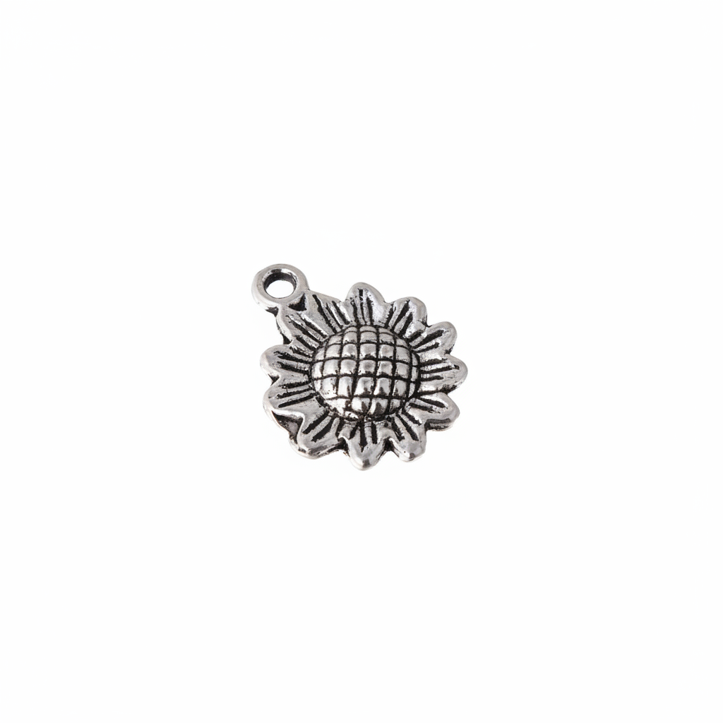 Antiqued Silver Pewter Sunflower Charms 12x15mm – 24 pcs