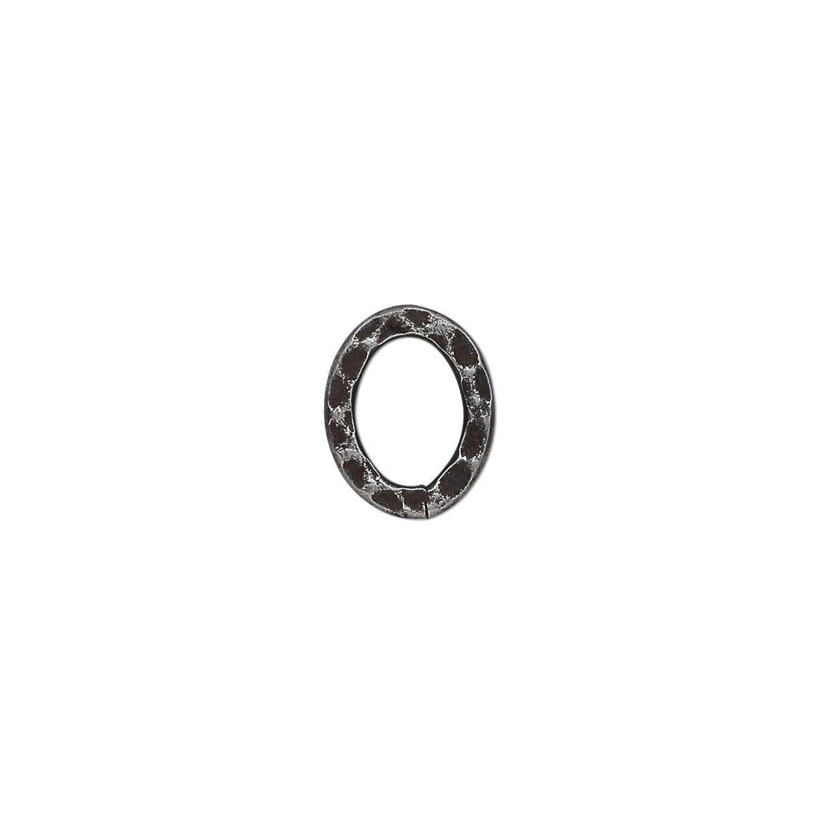 Gunmetal Steel Hammered Oval Links, 12x10mm, Double-Sided, 12 pcs