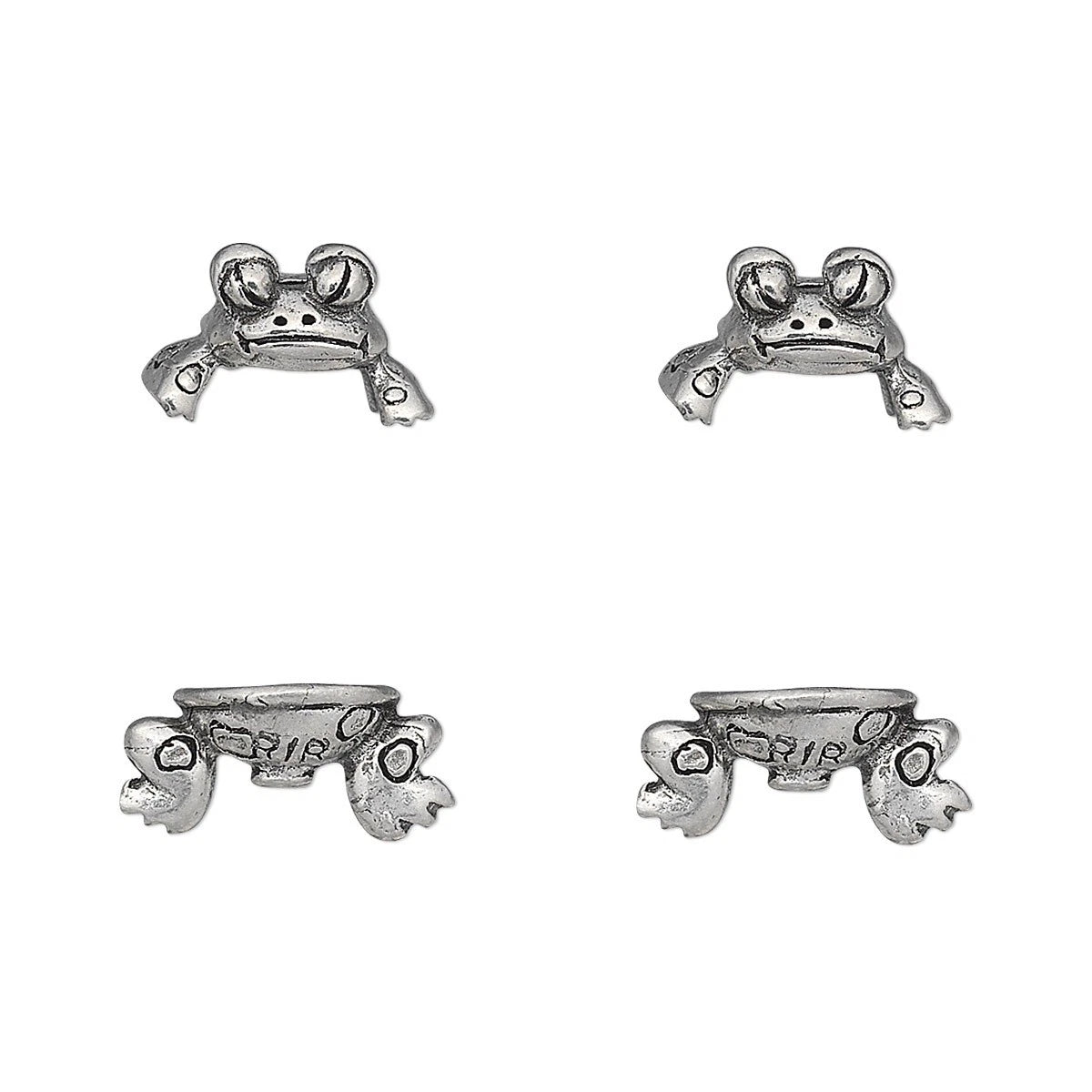 Pewter Frog Bead Hugger Caps, Antiqued Pewter, 19x12.5mm, 2 Sets