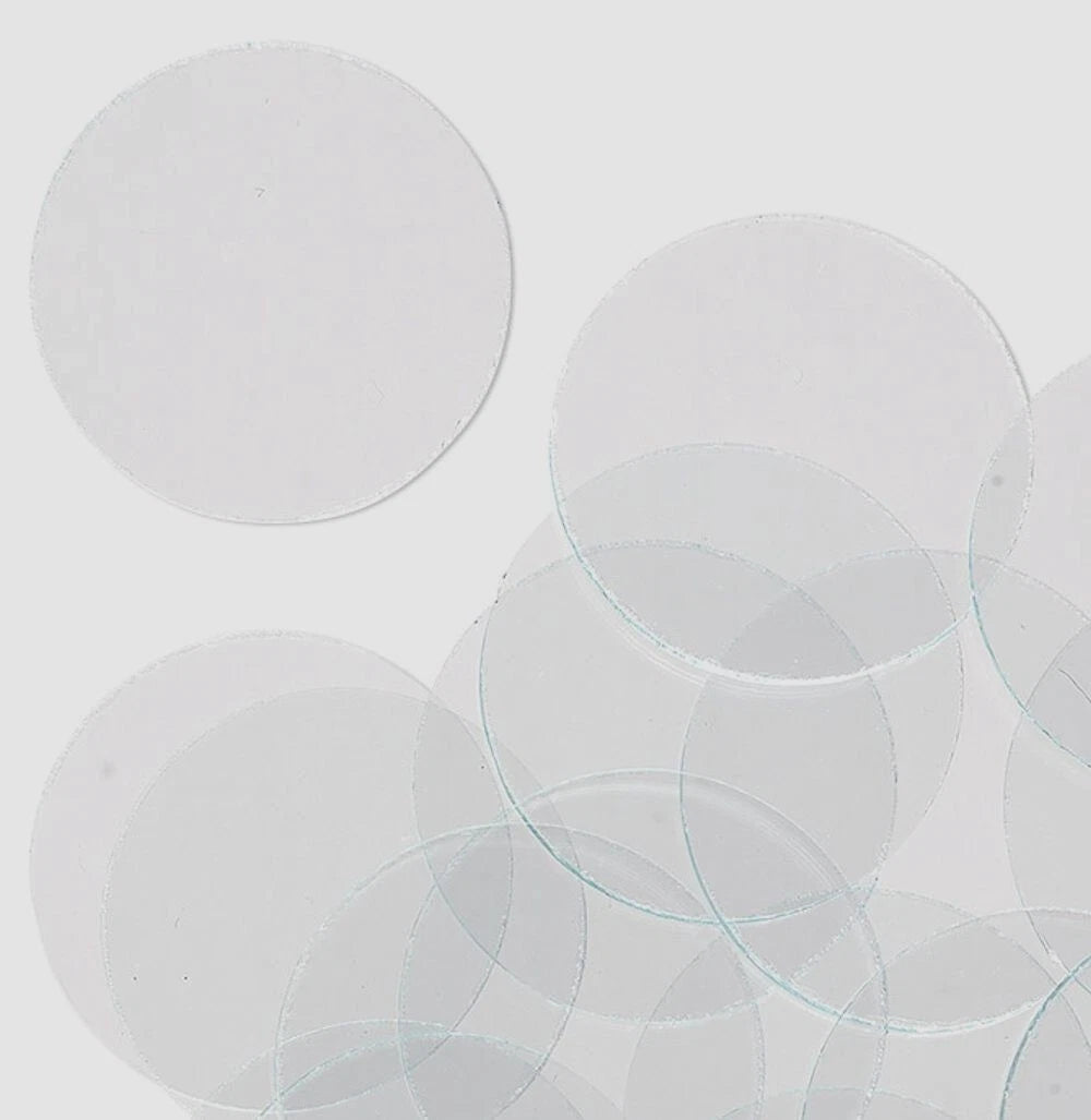 Clear Flat Art Glass Circles 1 Inch Grounded Edges (20 pc)
