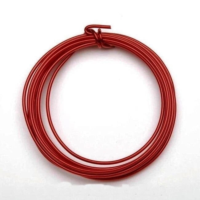 Red Anodized Aluminum Dead Soft Wire, 12 Gauge, 3 Yards