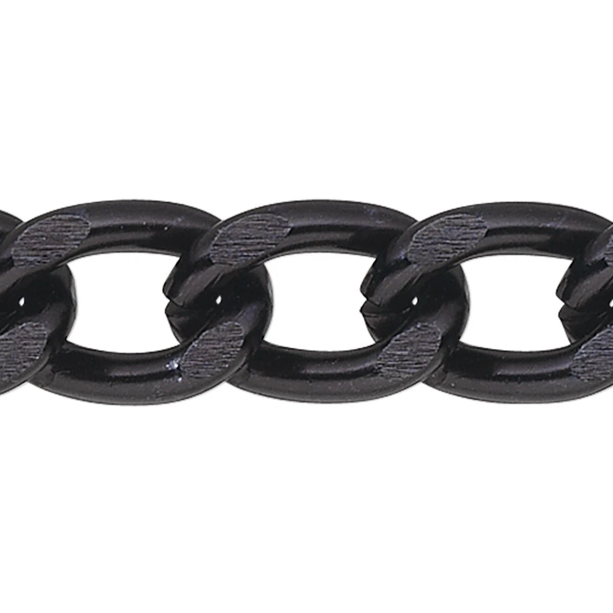 Black Anodized Aluminum Cable Chain, 11x7mm Links - 5 Feet