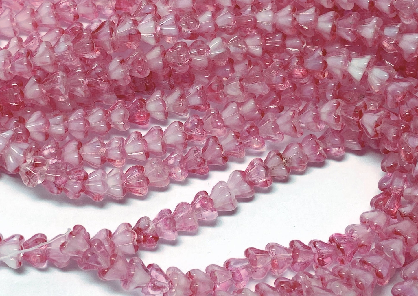 Crystal Pink Czech Glass Baby Bell Flower Beads 6x4mm, 50 pcs