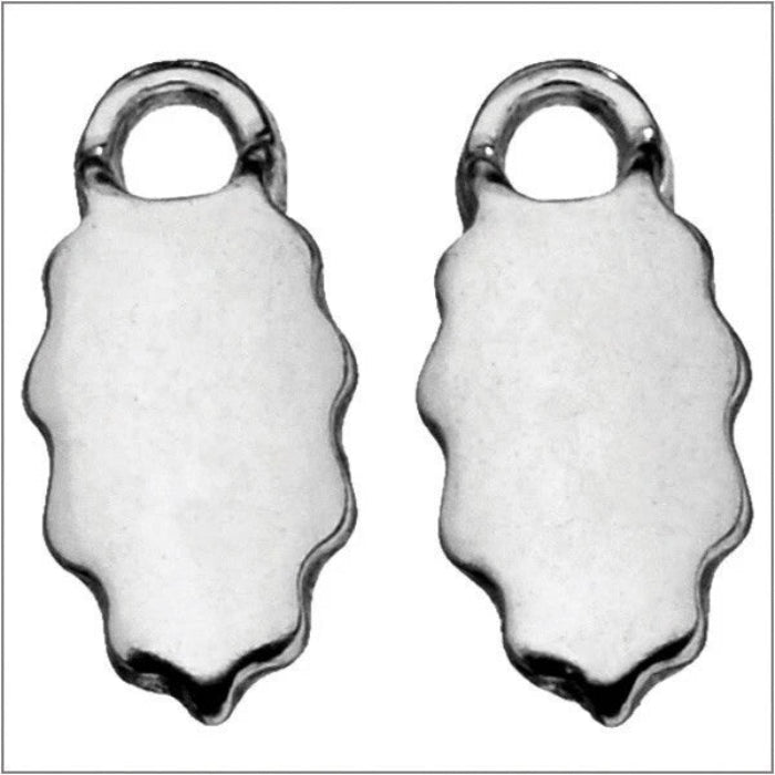 Aanraku Small Sterling Silver Plated Glue-On Leaf Bail, 13x6.5mm, 6 pcs