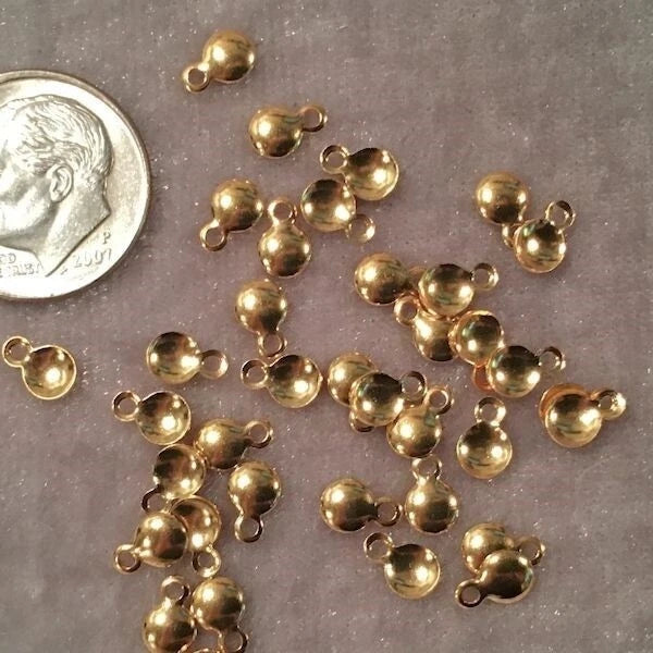 Gold Plated Brass Small Round Curved Charms, 6x4mm - Pack of 100