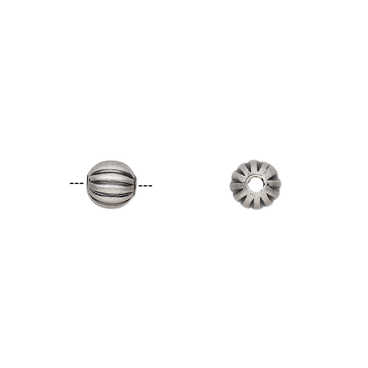 Antiqued Silver Plated Brass 6mm Corrugated Round Spacer Beads 1.3mm Hole (100 pc)