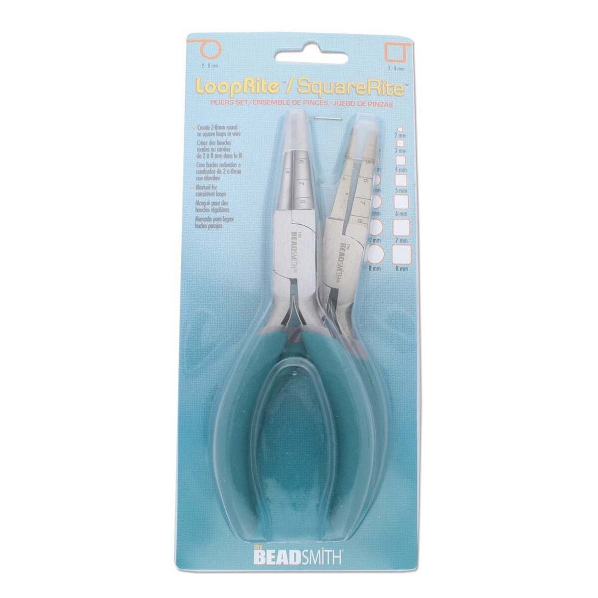 BeadSmith LOOP-RITE ROUND & SQUARE Pliers to Create Loops & Wraps (Set of 2)