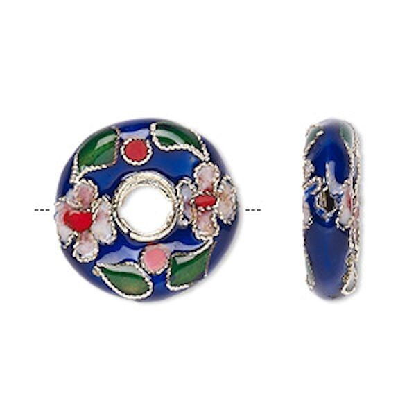 Cobalt Blue Cloisonné Donut Beads 20x5mm, 4 pcs