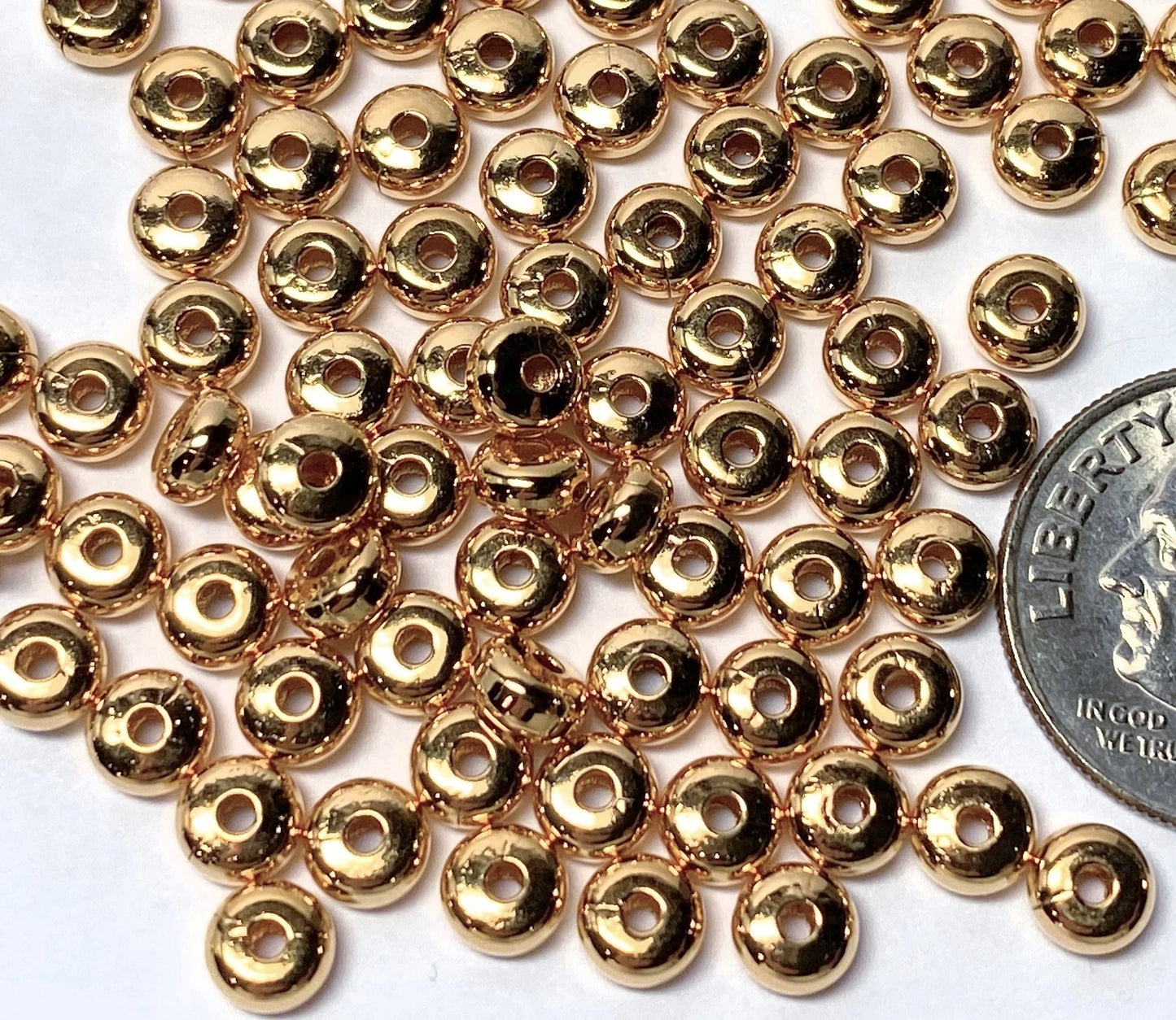 Gold Plated Brass Smooth Heishi Spacer Beads, 4.5x2.4mm, 144 pcs