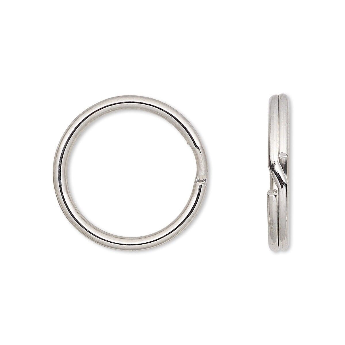 Silver Steel 20mm Round Split Rings Keyrings with 16.6mm Inside Diameter (100 pc)