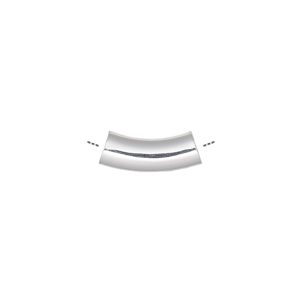Silver Plated Brass Curved Tube Beads 15x5mm, 10 pcs