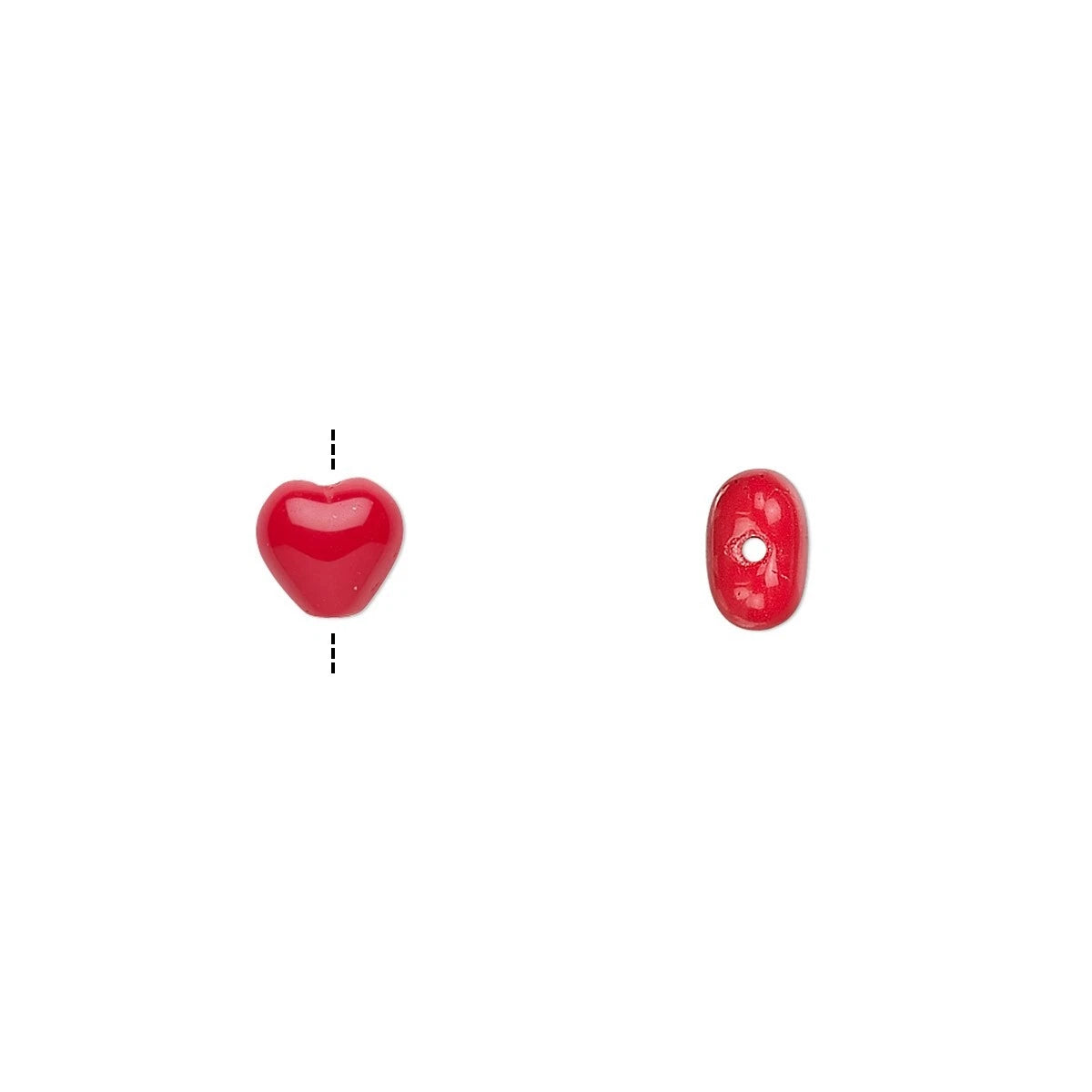 Czech Pressed Glass Opaque Red Heart Beads, 6mm, 1 Strand (approx. 66)