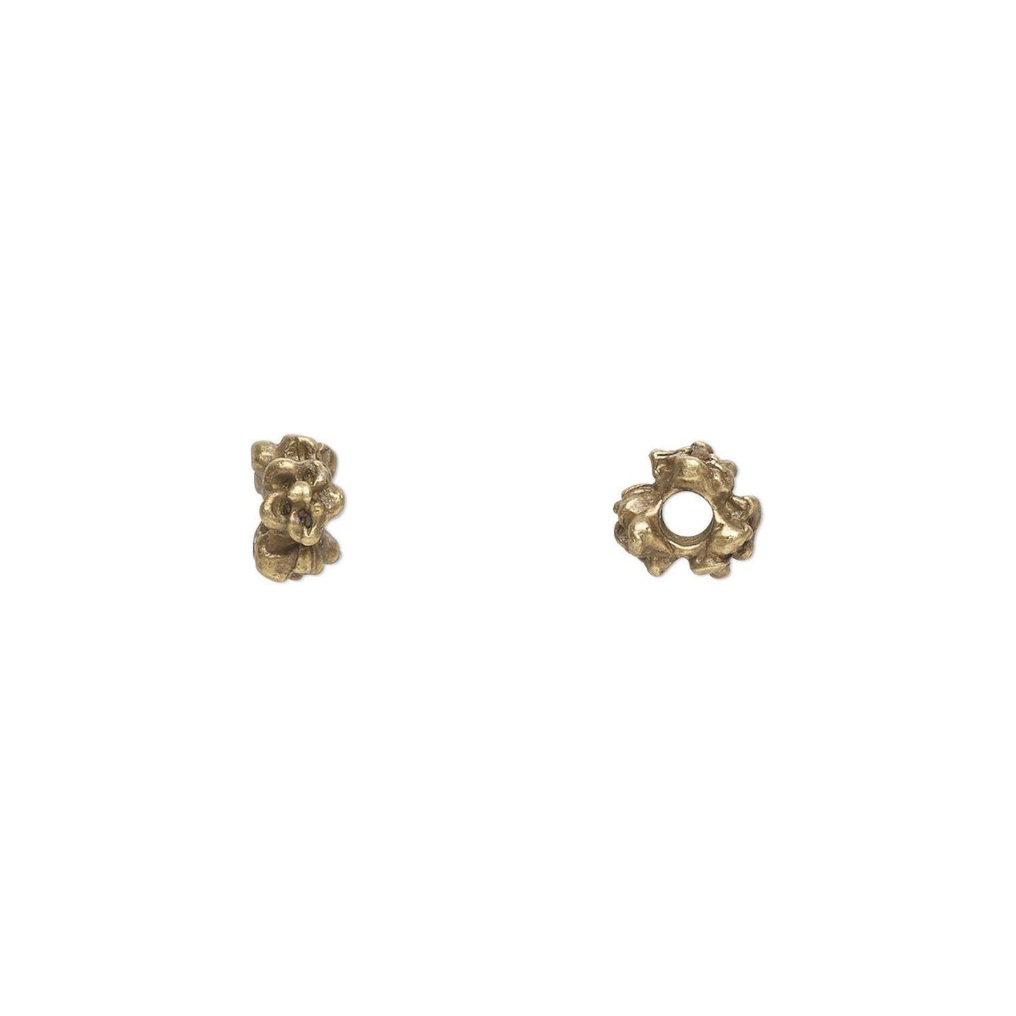 Antique Brass Plated Pewter Flower Spacer Beads, 4x3mm, 100 pcs