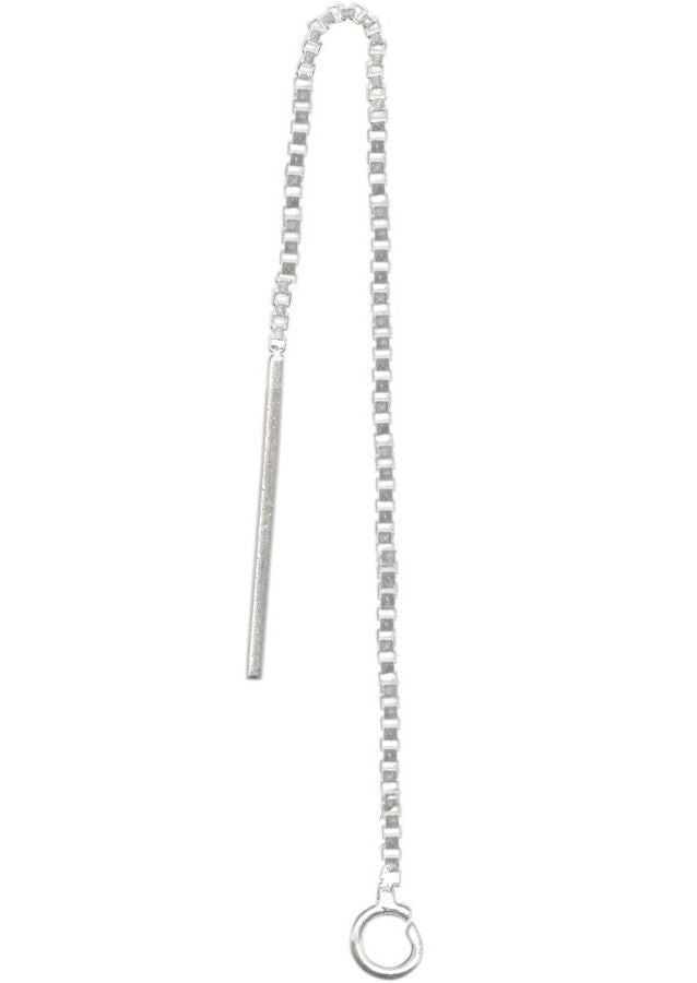 Sterling Silver 3-Inch Box Chain Ear Threads with Open 3.5mm Jump Ring, 1 Pair