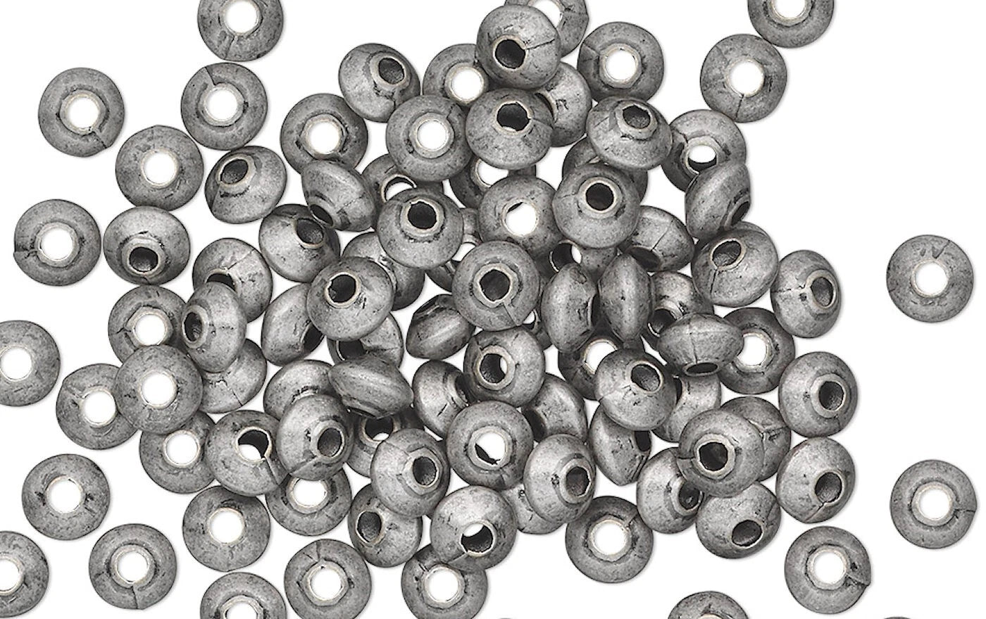 Antiqued Silver Plated Brass Smooth Saucer Spacer Beads, 5x3mm, 100 pcs