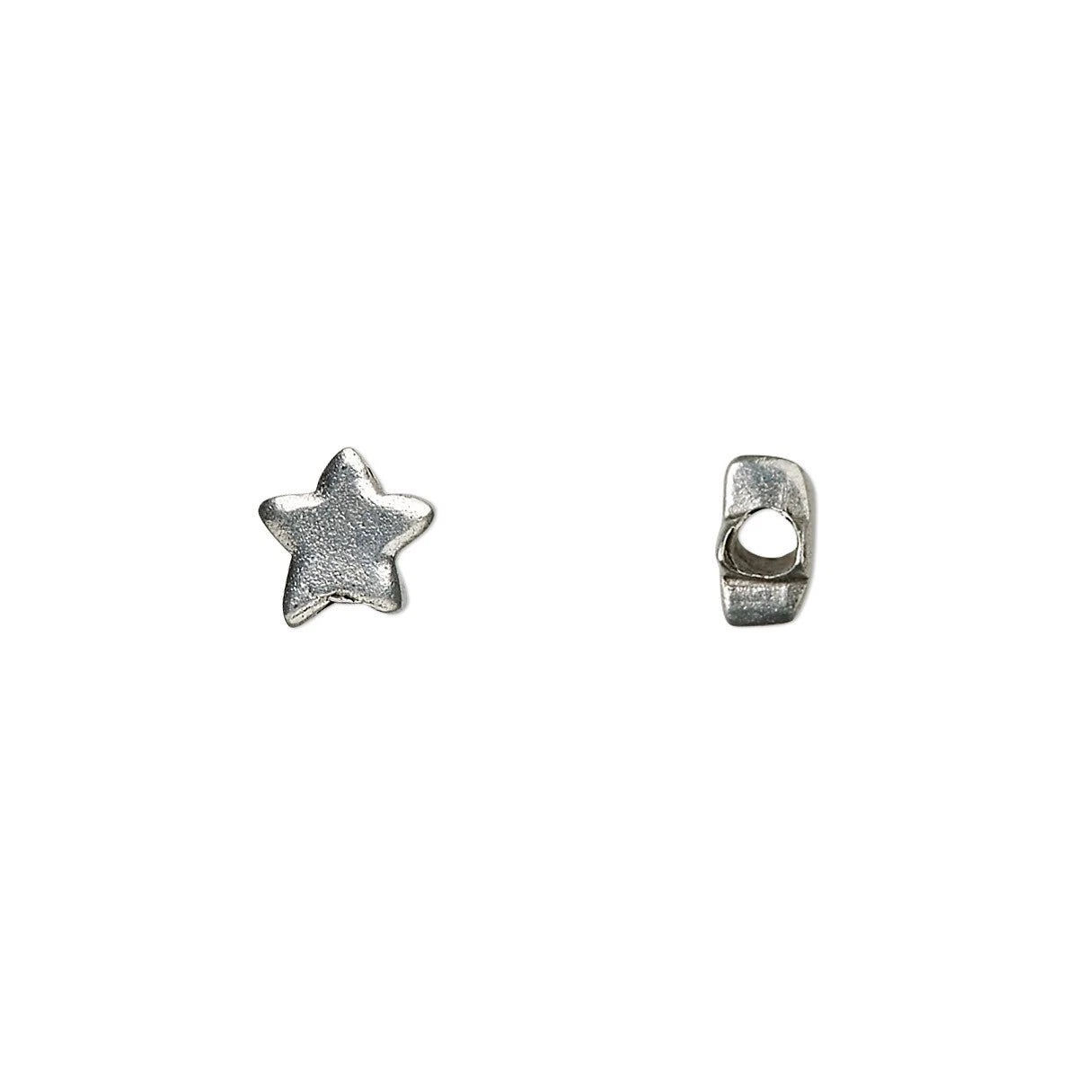 Antiqued Silver Plated Pewter Double-Sided Star Beads, 7x6mm, 10 pcs