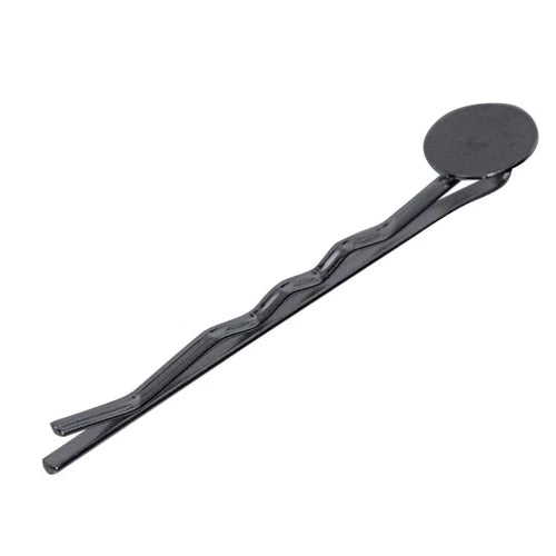 Gunmetal Plated Bobby Pin Hair Clips with Glue-On Pad, 50mm, 12 pcs