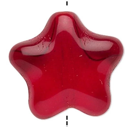 Czech Pressed Glass Transparent Ruby Red 11x11mm Star Beads 1 Strand(35)