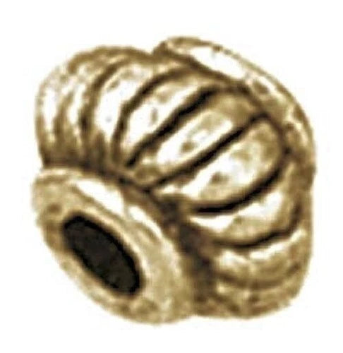 Antiqued Gold Brass Melon Rondelle Beads, 4x5mm, 36 pcs