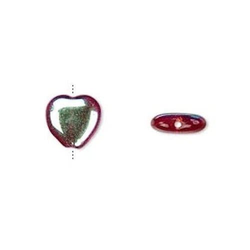Czech Pressed Glass Ruby Red AB 10mm HEART Beads with 0.8-1mm Hole 1 Strand(45) *