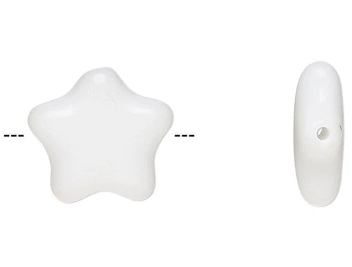Czech Pressed Glass Opaque White 11x11mm Star Beads with 0.9-1mm Hole 1 Std(35)